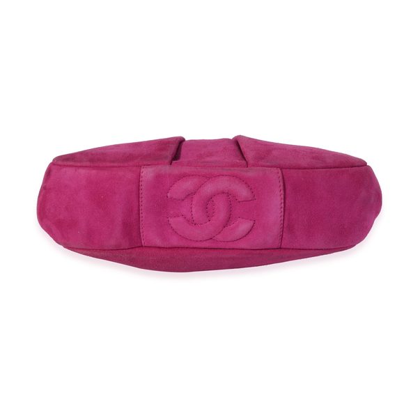 Chanel Vintage Fuchsia Pleated Suede Frame Bag - Picture 5 of 8